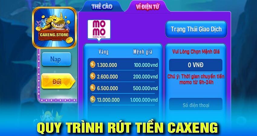 Quy trình rút tiền tại caxeng đơn giản